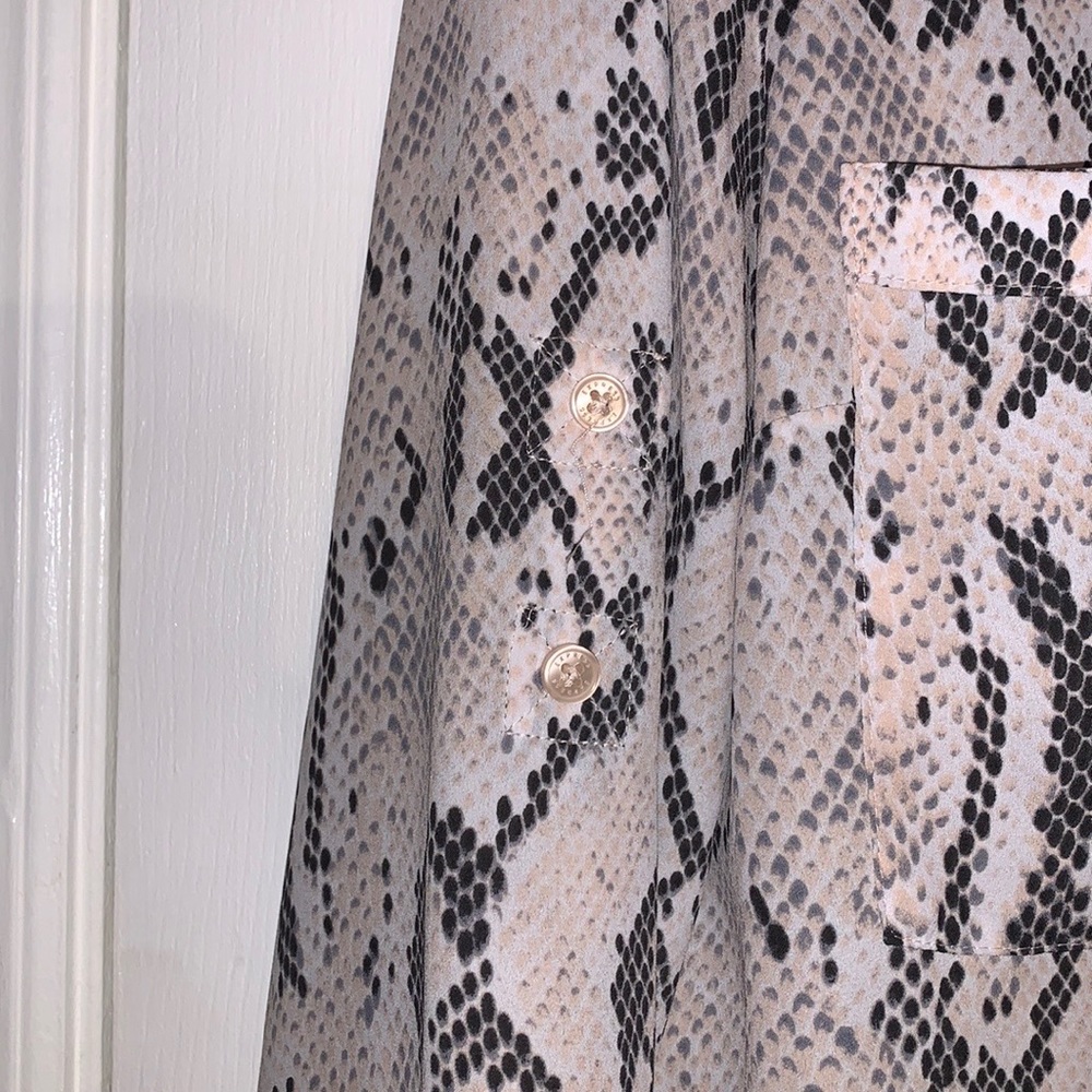 Express Snakeskin Semi Sheer Button Up Shirt, Lig… - image 7